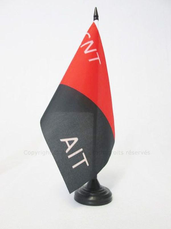 BANDIERA DA TAVOLO FEDERAZIONE ANARCHICA IBERICA 21x14cm - PICCOLA BANDIERINA CN