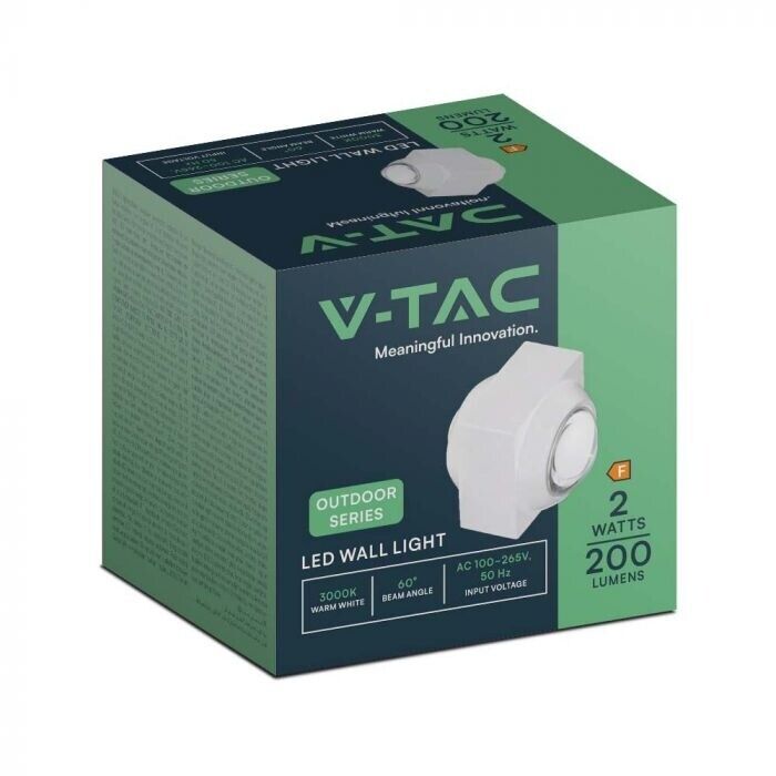 V-TAC VT-2503 Lampada applique LED 2W da parete quadrata doppio fascio luminoso