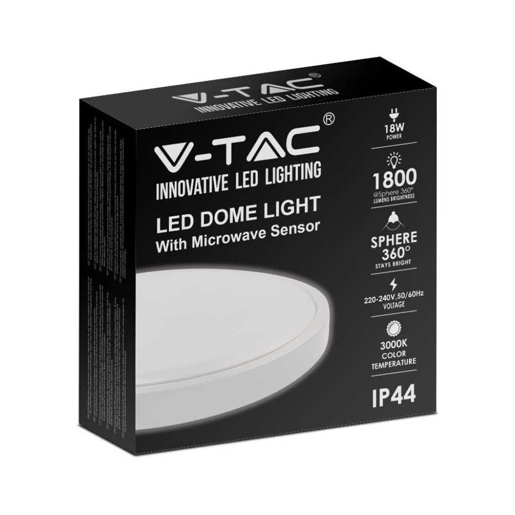 V-TAC VT-8618S-W-RD Plafoniera led 18W sensore di movimento microonde integrato