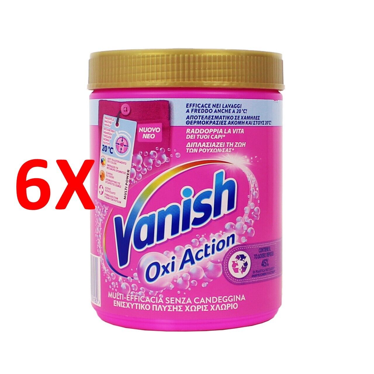 6 X Vanish Oxi Action Polvere Rosa Smacchiatore 1 Kg