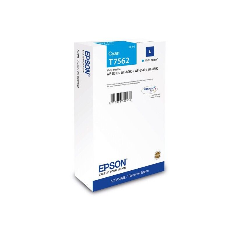 Originale EPSON C13T756240 Cartuccia Inkjet Alta Resa T7562L CIANO per WorkForce