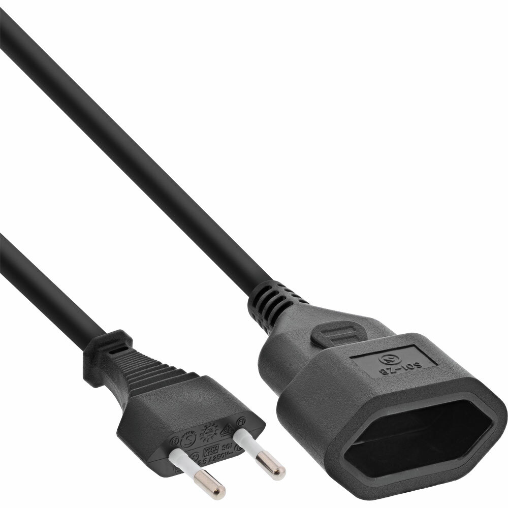INL InLine® Cavo alimentazione Classe II prolunga, Spina Europlug CEE 7/16 a Pr