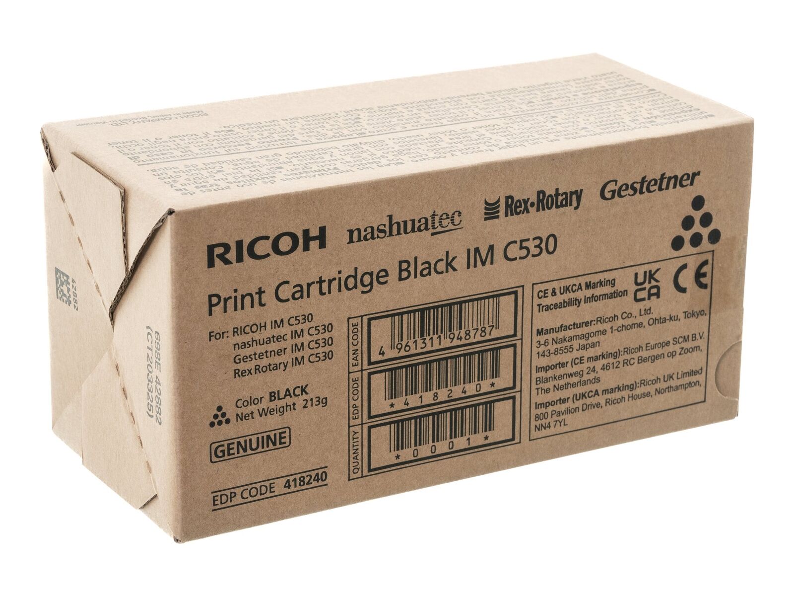 Ricoh IM C530 Black original toner cartridge for IM C530 toner 418240