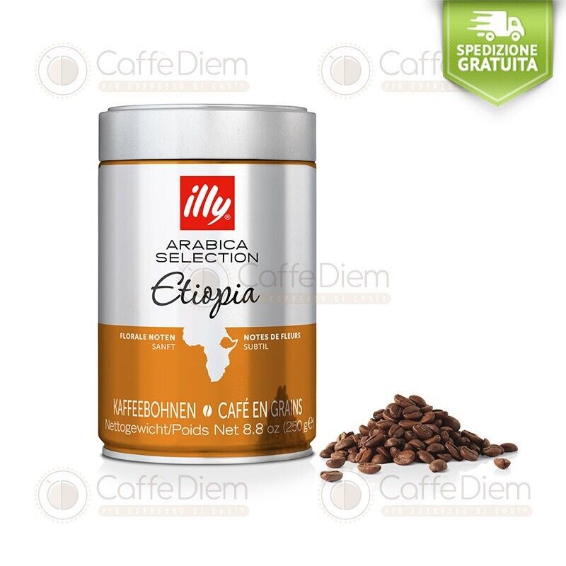 Caffè illy in Grani Arabica Etiopia 3Kg illy Grani 12 Barattoli da 250 grammi
