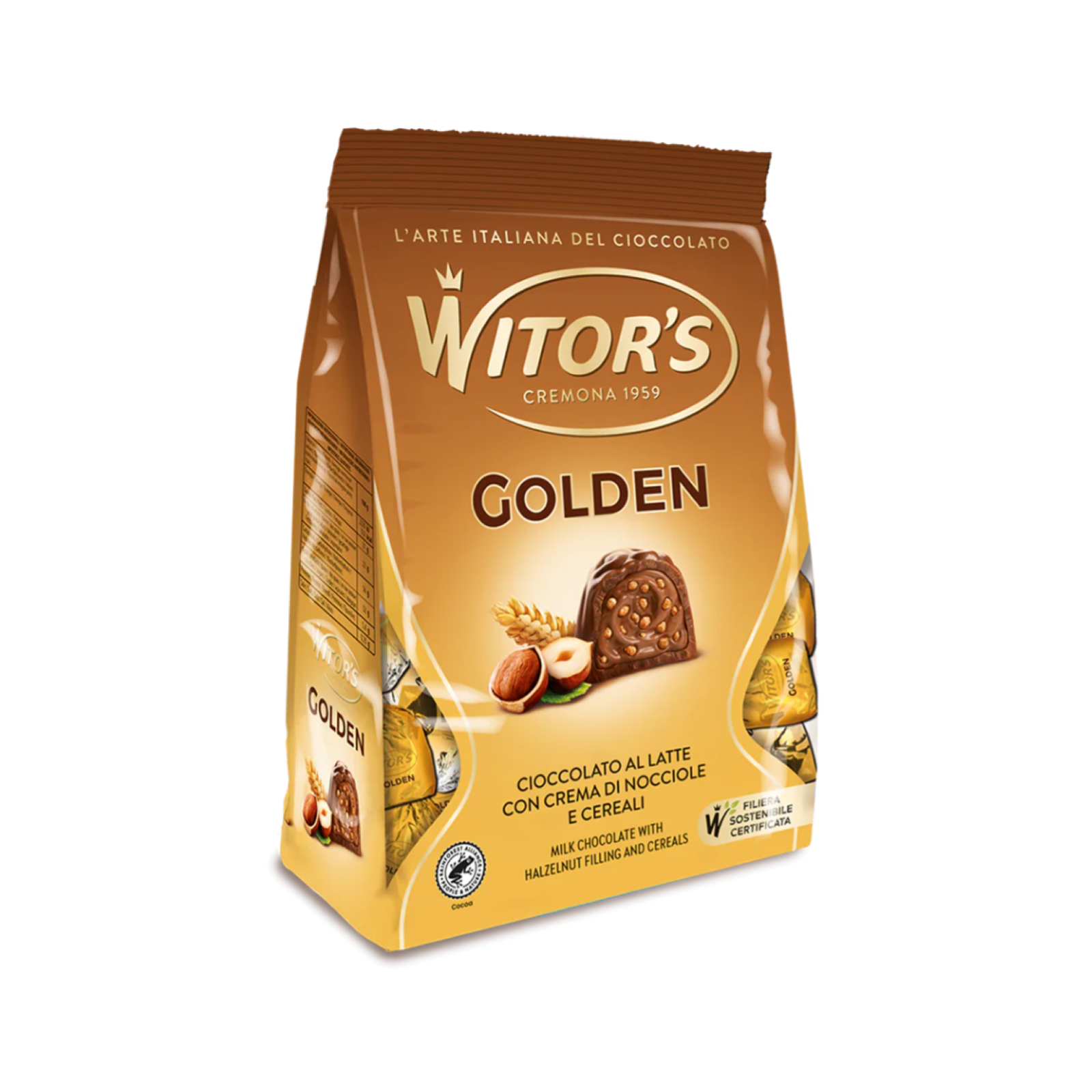 Praline Witor's Golden Original Crema alle Nocciole Cioccolato Latte Busta 200 g