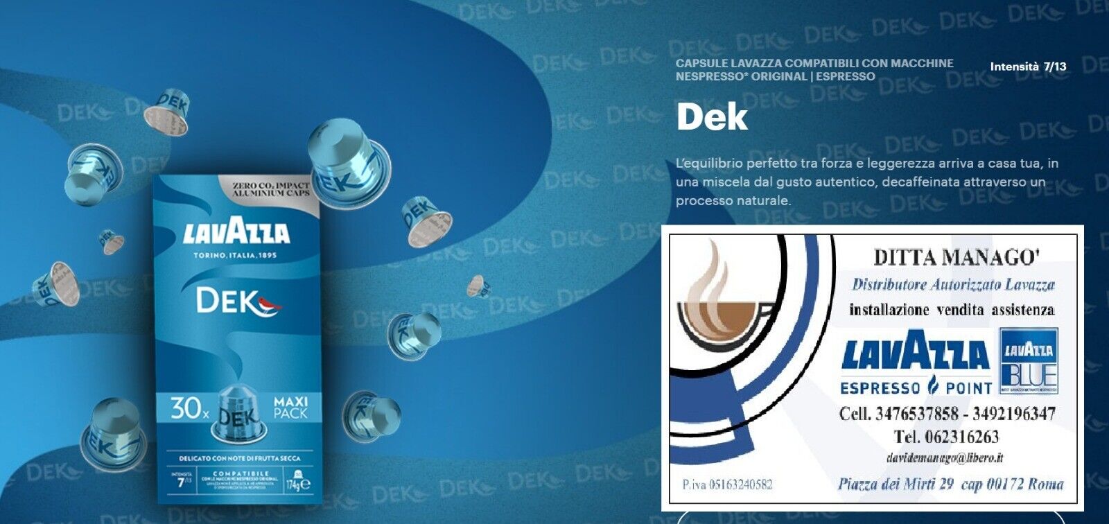 Lavazza Dek Alluminio Decaffeinato Caffé Cialde per Nespresso - 120 Capsule
