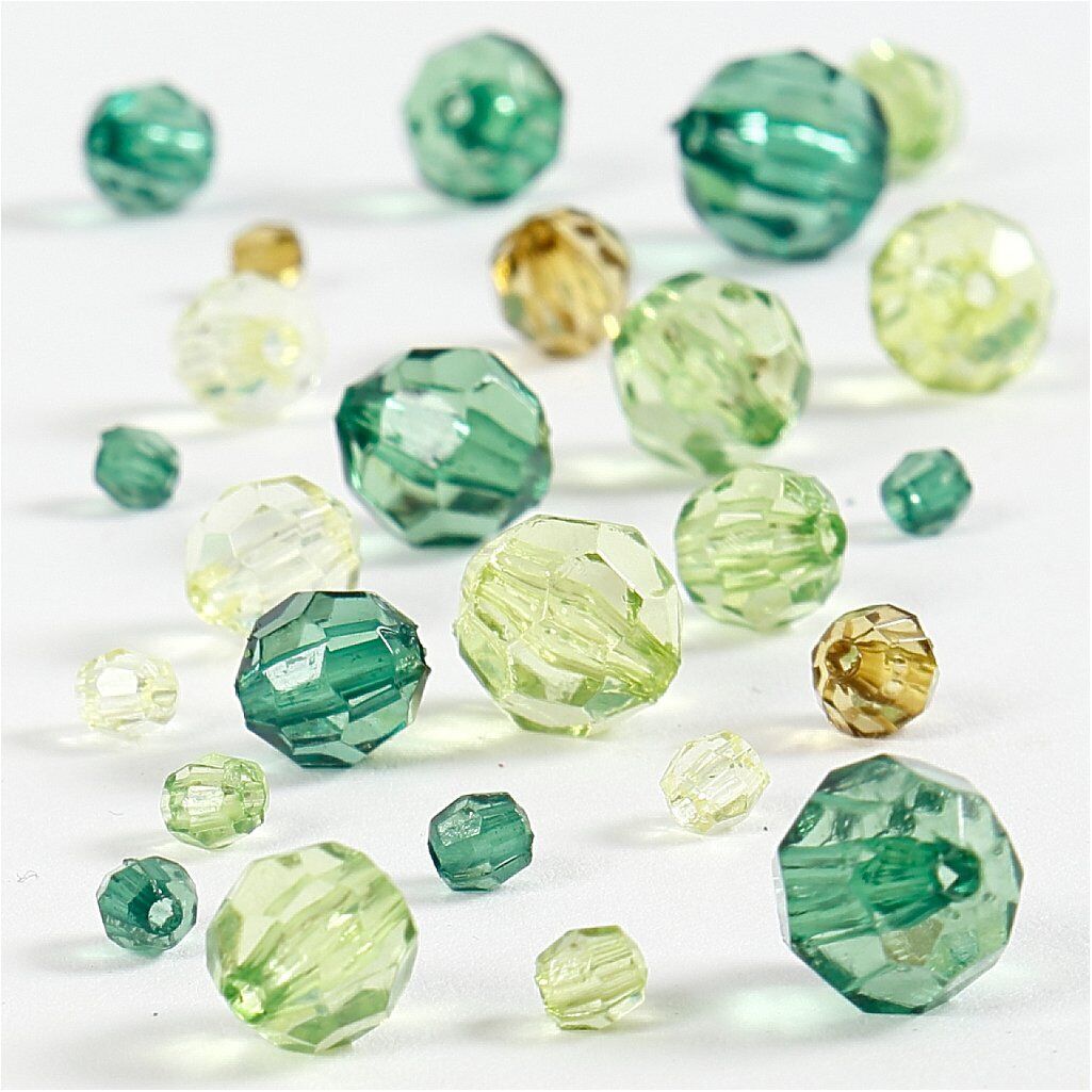 Creativ Company 618811 40-Piece Faceted Bead Mix, Green Harmony