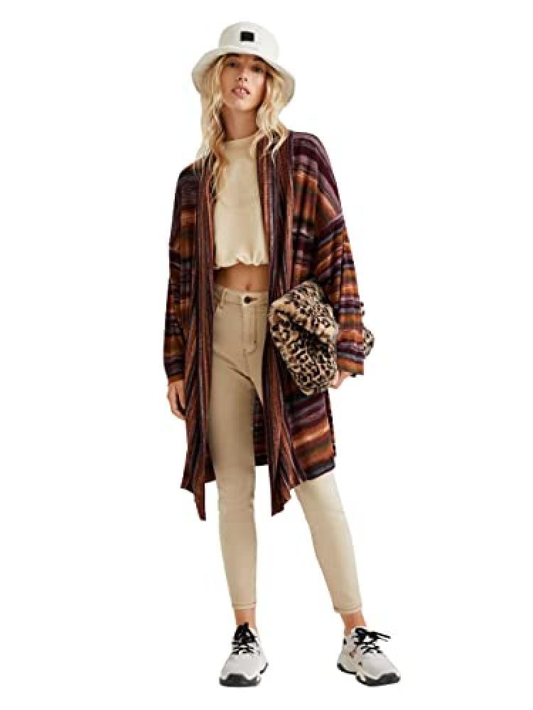 (TG. S) Desigual JERS_Yellowstone Cardigan Sweater, Colore: Rosso, S Donna - NUO