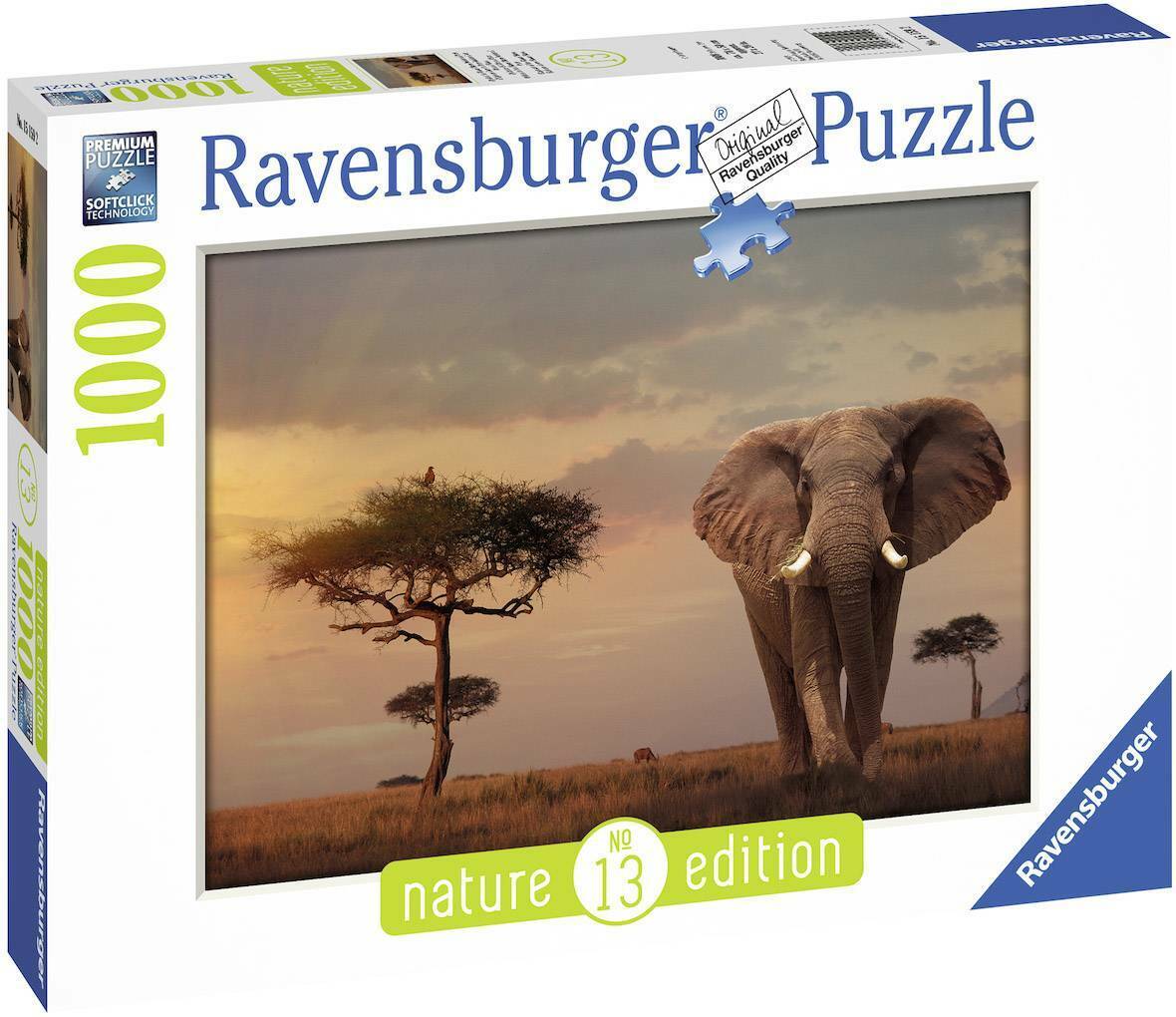 Puzzle Ravensburger 1000 Pezzi Elefante del Masai Mara Nature Edition