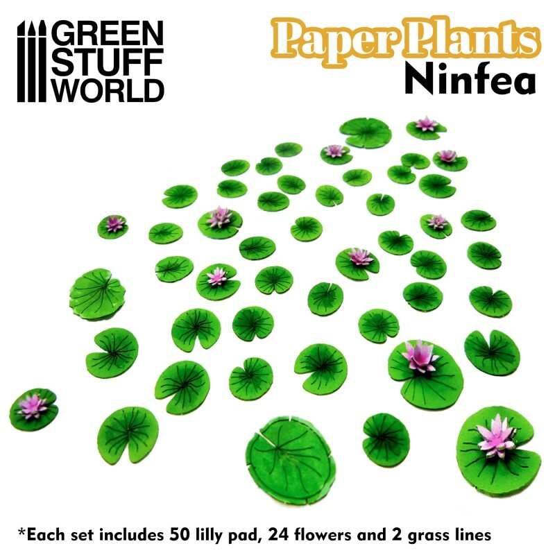 Piante di carta - Ninfee -Diorami Imbasettamento basette miniatura