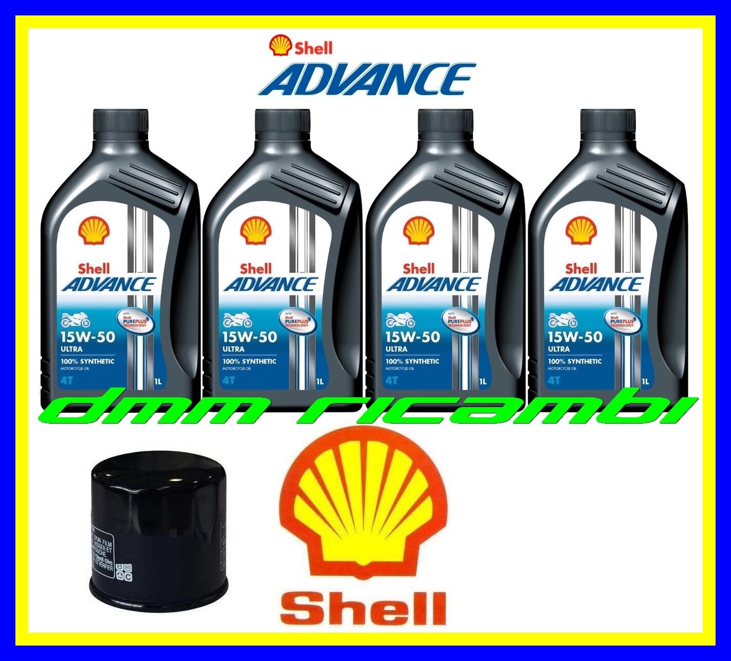 Kit Tagliando APRILIA DORSODURO 750 09 Filtro Olio SHELL ULTRA 4 15W50 SMV 2009