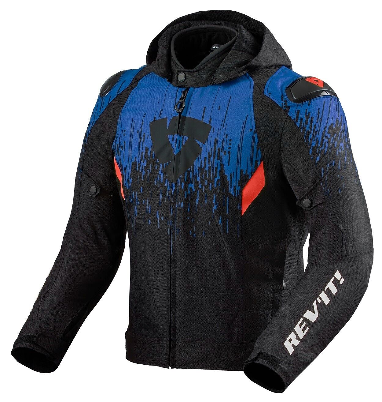 GIACCA JACKET MOTO REV'IT QUANTUM 2 H2O BLACK NERO BLU IMPERMEABILE TG XXL