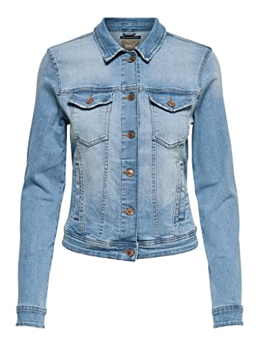 Only Short Denim Jacket, Light Blue Denim, 36 Donna