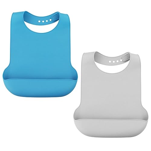 2 Pezzi Bavaglini Per Adulti In Silicone Lavabili, Bavaglini Da Pranzo Per Adulti Riutilizzabili Per Uomini Pettorali Impermeabili Da Donna Per Adulti