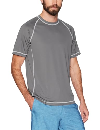 Amazon Essentials Maglietta Da Nuoto Upf 50 Aderente A Maniche Corte E Ad Asciugatura Rapida Uomo, Carbone, Xxl