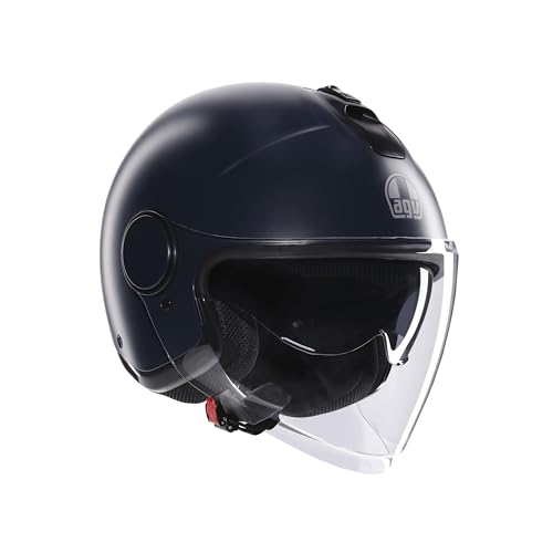 Agv - Eteres E2206, Casco Da Moto Jet Unisex, Casco Moto Open Face Con Anello Antifurto, Visiera Antigraffio E Anti-Uv, Tecnologia Con Assorbimento Is