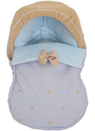 Copertina, Sacco Coperta O Rivestimento Universale Con Cappuccio Per Gruppo 0 O Maxi Cosi. Modello Sydney. Vari Colori Disponibili (Azzurro/Camel)