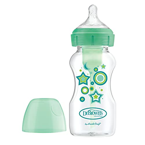 Dr. Brown'S Biberon Anticiclici Bocca Larghezza Options+ 270 Ml Verde - Stelle Biberon +0 Mesi