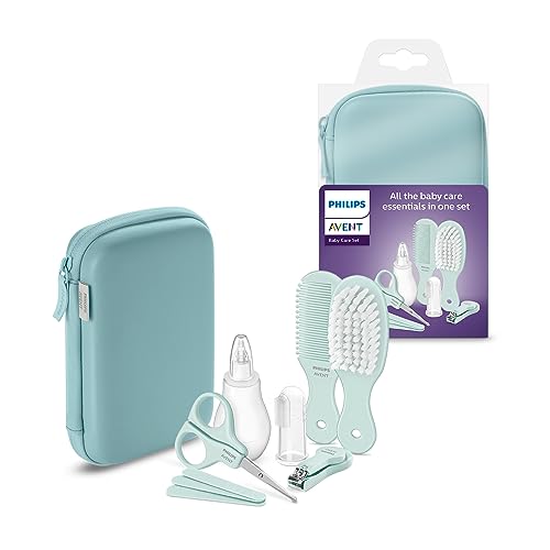 Philips Avent Set Per La Cura Del Bambino Con Tagliaunghie, Forbici, Limette Per Unghie, Pettine, Spazzola Per Capelli, Aspiratore Nasale E Spazzolino