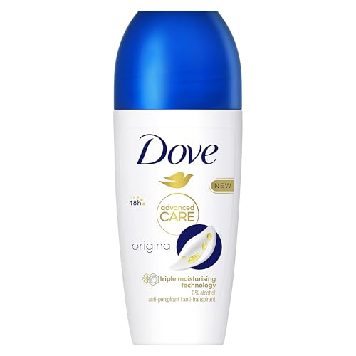 Dove, Deodorante Roll On Advanced Care Original, Deodorante Antitraspirante, Formula Delicata Con Tripla Azione Idratante, Protezione Fino A 48 Ore, D