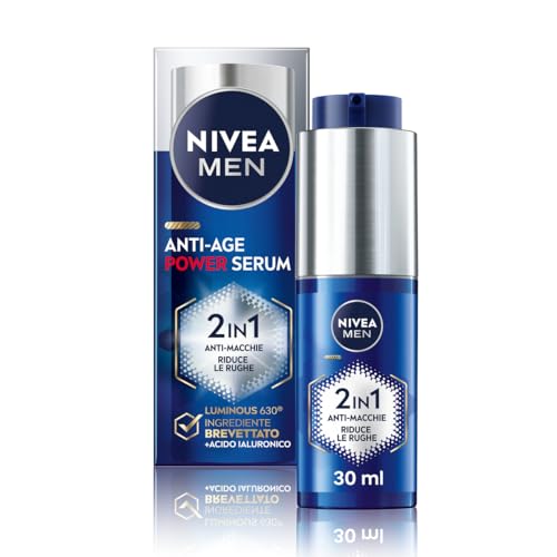 Nivea Men Power Serum Antietà 2 In 1 Antimacchia E Antirughe (1 X 30 Ml), Siero Facciale Con Luminous 630 Da Uomo, Crema Sierum Antimacchia Con Acido
