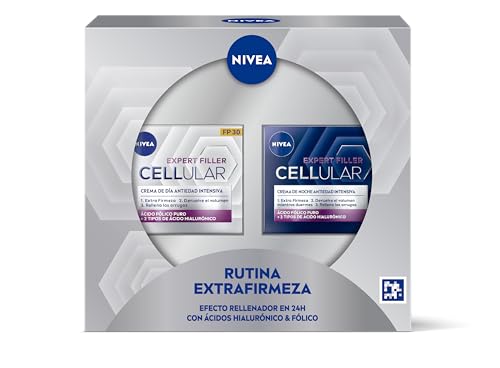 Nivea Hyaluron Cellular Filler (2 X 50 Ml), Crema Antietà, Set Regalo Con Crema Da Giorno Fp30 E Crema Da Notte, Creme Rassodanti Con Acido Ialuronico
