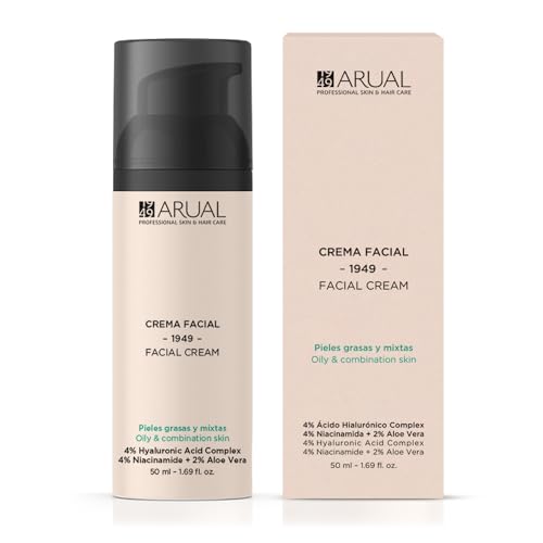 Arual Crema Viso Pelle Grassa E Mista Con Acido Ialuronico, Niacinamide,Aloe Vera