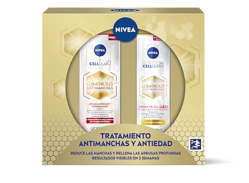 Nivea Cellular Luminous 630 Pack Antietà Antietà Trattamento Avanzato, Set Regalo Con Siero Viso (1 X 30 Ml) E Crema Giorno Fp50 (1 X 40 Ml) Per Una P