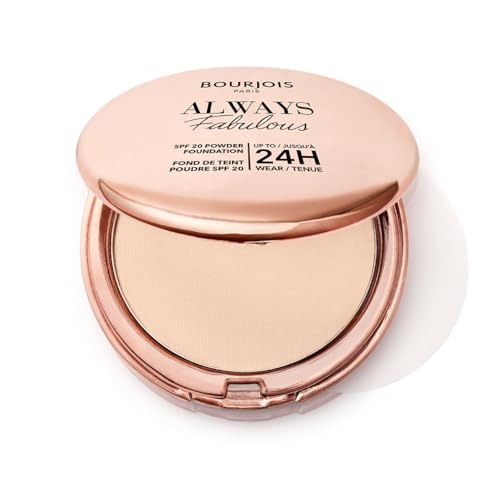 Bourjois Always Fabulous, 100 Rose Ivory, Fondotinta Compatto In Polvere, Formula Leggera, Lunga Tenuta Fino A 24 Ore, Spf 20, Acido Ialuronico, Finis