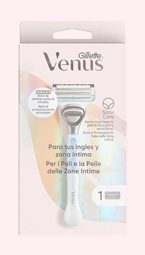 Gillette Venus - Rasoio Per Capelli Da Donna Per Inglese E Zona Intima, 1 Manico + 1 Ricambio, Aiuta A Proteggere La Pelle Dall'Irritazione Dopo La De