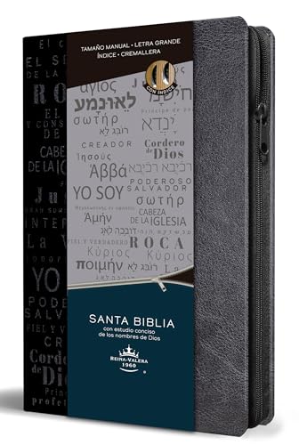 Biblia Rvr 1960 Nombres De Dios Letra Grande Tamaño Manual Con Índice Y Cremalle Ra Color Negro / Spanish Bible Rvr60 Handy Size Black Names Of God In
