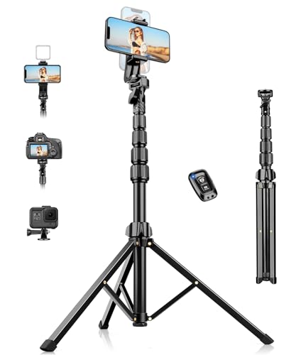 Nineigh 190Cm Treppiede Smartphone, Alluminio Leggero Cavalletto Smartphone Con Telecomando E Supporto Telefono Cellulare, Estensibile Selfie Stick Tr