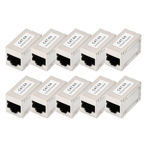 Digitus Dn-93905 - Accoppiatore Rj45 Cat 6A - 10 Pezzi - Prolunga Cavo Lan - Connettore Cavo Di Rete Cat6A - Compatibile Poe - Accoppiatore Modulare -
