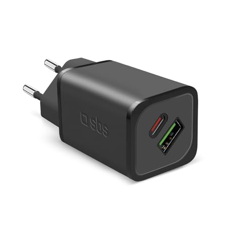 Sbs Caricatore Multiporta 65W, 1 Porta Usb-C, 1 Porta Usb-A, Gan, Power Delivery, Compatto, Ideale Per Smartphone Android, Iphone, Tablet, Macbook, La