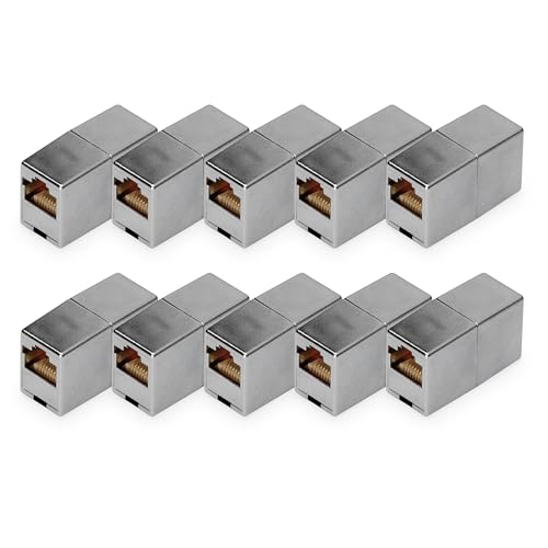 Digitus Dn-93901 - Accoppiatore Rj45 Cat 5E - 10 Pezzi - Prolunga Cavo Lan - Connettore Cavo Di Rete Cat5E - Compatibile Poe - Accoppiatore Modulare -