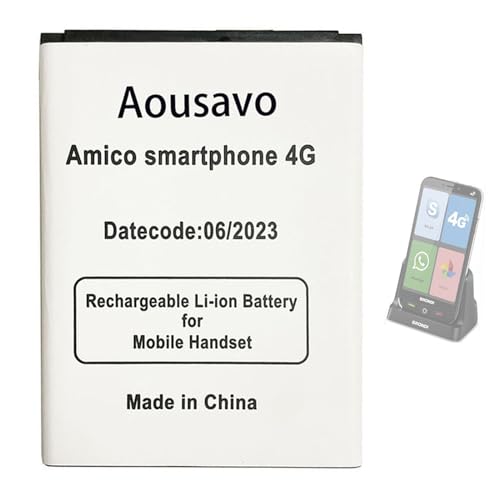 Aousavo Batteria Di Ricambio Per Smartphone 4G Compatibile Con Brondi Amico Smartphone 4G (No 3G) Brondi Smartphone 4G Batteria,Number 6 Batteria