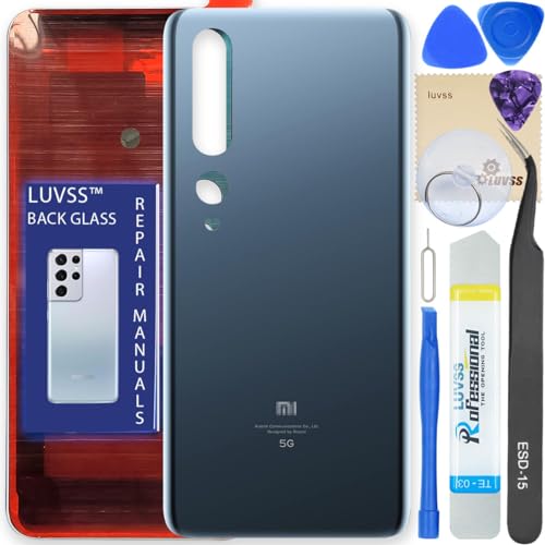 Luvss Coperchio Copribatteria Scocca Vetro Posteriore Imposta Per Xiaomi Mi 10 5G (Grigio)