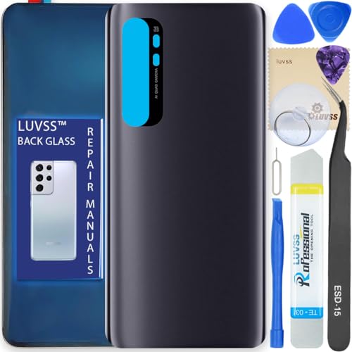 Luvss Coperchio Copribatteria Scocca Vetro Posteriore Imposta Per Xiaomi Mi Note 10 Lite (Nero)