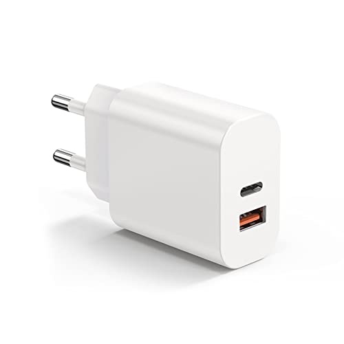 Caricatore 20W Powerport Pd 2 Parete Dual Port Usb-C, Caricabatterie Pd & Qc 3.0 Per I Phone 13, 13 Pro, 13 Pro Max, 12, 12 Pro, 12 Pro Max, 12 Mini,