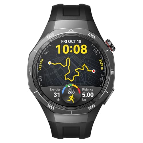 Montre Connectée Huawei Watch Gt 5 Pro 46 Mm Titane Avec Bracelet En Fluoroélastomère Noir