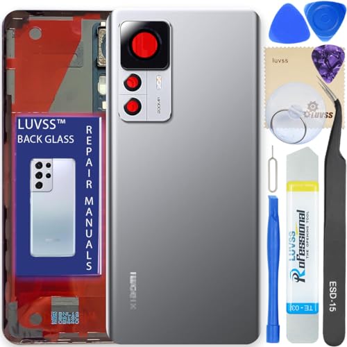 Luvss Coperchio Copribatteria Scocca Vetro Posteriore Imposta Per Xiaomi 12T Pro 5G (Argento)
