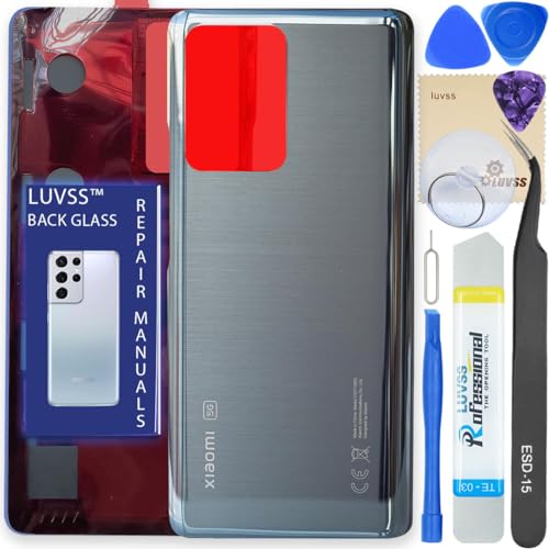 Luvss Coperchio Copribatteria Scocca Vetro Posteriore Imposta Per Xiaomi Mi 11T / 11T Pro (Nero)