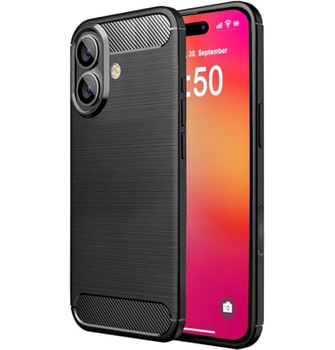 Tumundosmartphone Custodia Gel Tpu Tipo Carbon Nero Per Iphone 16 Plus (6.7)