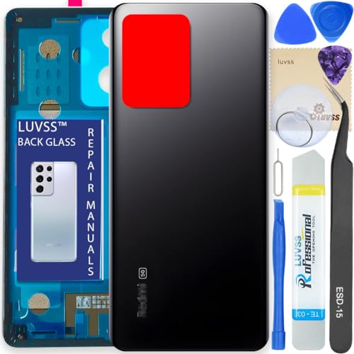 Luvss Coperchio Copribatteria Scocca Vetro Posteriore Imposta Per Xiaomi Redmi Note 12 Pro+ Plus 5G (Nero)
