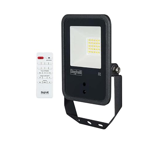 Beghelli 86169 Floodlight Fl Dual Sensor Proiettori Da Esterno, 20W Nero Ip66 Sens 4K