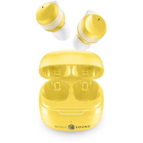 Music Sound - Flow - Auricolare Bluetooth In-Ear Senza Fili - Play Time 25H - Giallo