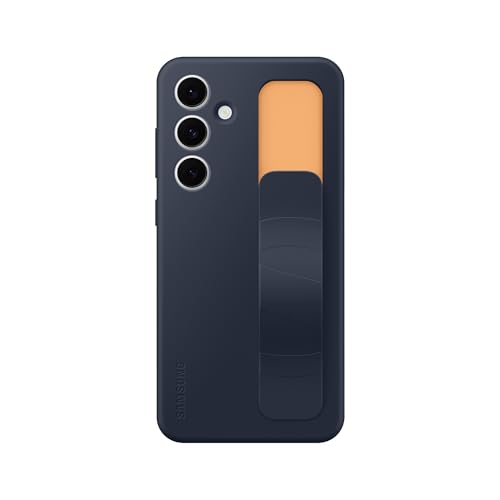 Samsung Standing Grip Case Cover Morbida Con Cinturino E Funzione Cavalletto Per Galaxy S24 Fe, Blu Nero