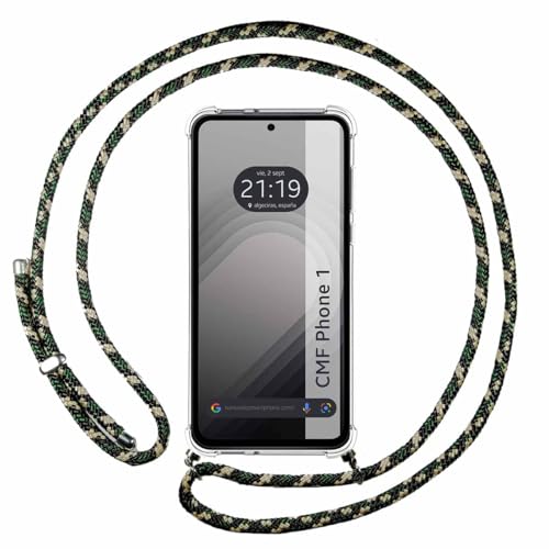 Tumundosmartphone Custodia A Sospensione Trasparente Per Nothing Cmf Phone 1 Con Cordino Verde/Oro