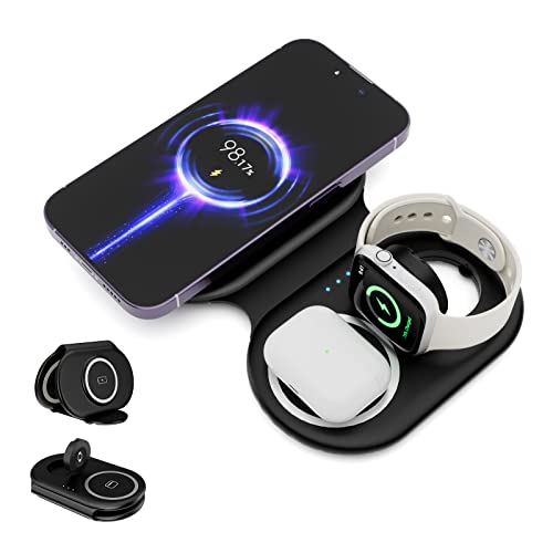 Sutoug 3 In 1 Kabelloses Ladegerät Magnet Ladestation 341Black