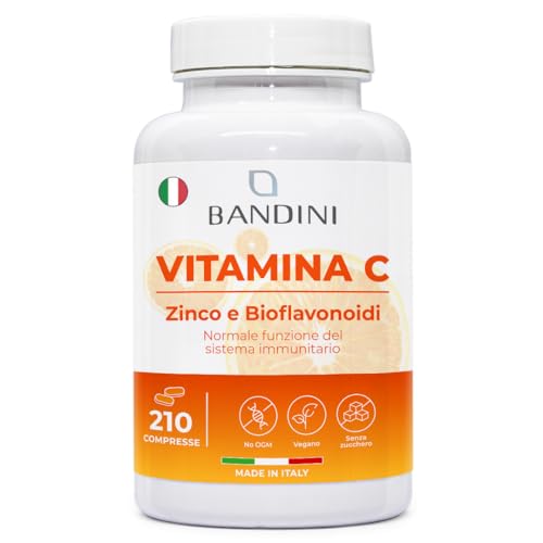 Bandini® Vitamina C 1000Mg + Zinco + Bioflavonoidi | 1 Compressa Al Giorno | Sistema Immunitario, Pelle, Ossa, Unghie, Capelli | Acido Ascorbico, Zinc